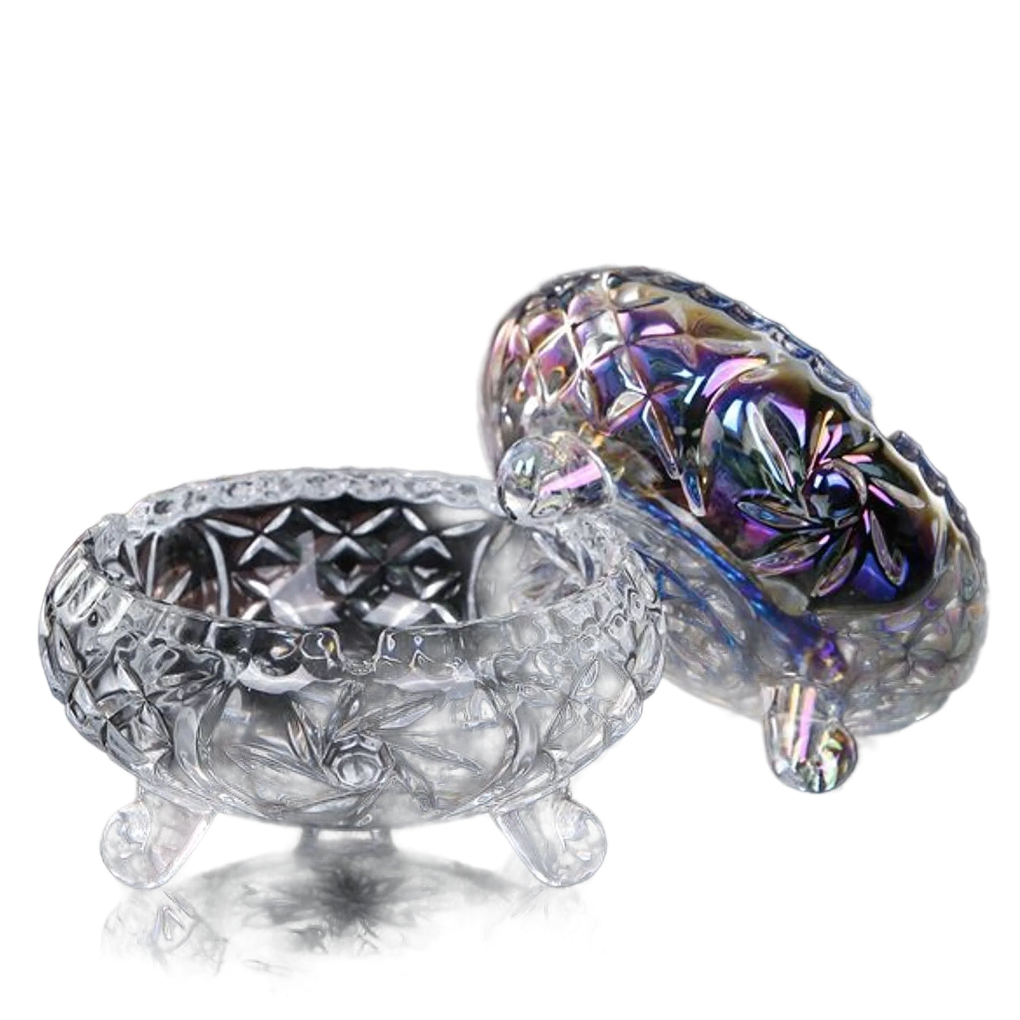 Luxury Crystal Glass Ashtray with 3 Legs Decorative Cut Design