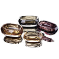 Luxury Faceted Crystal Glass Ashtray with Dual Cigarette Grooves