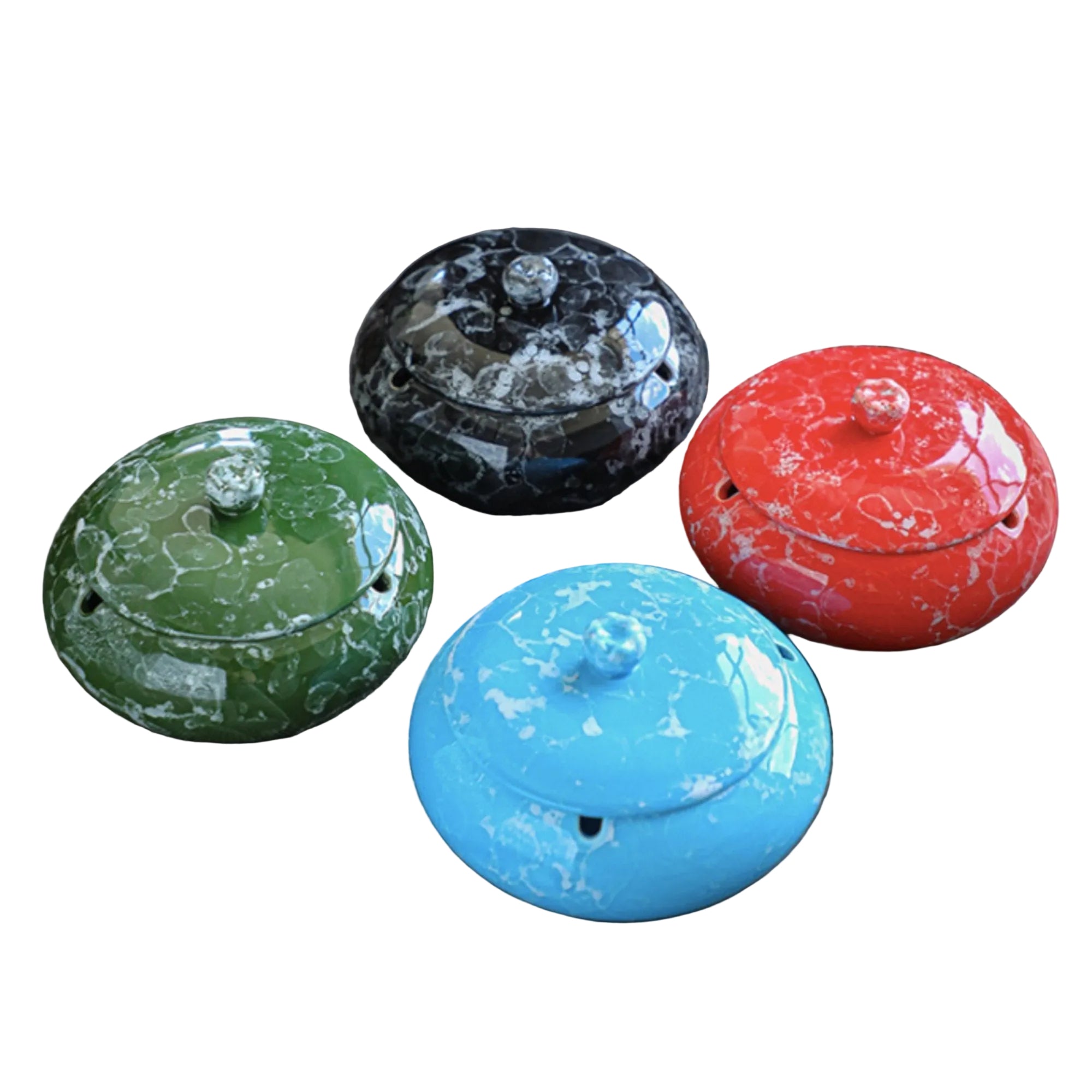 Large Marble-Look Ceramic Ashtray with Lid for Patio Outdoor Use