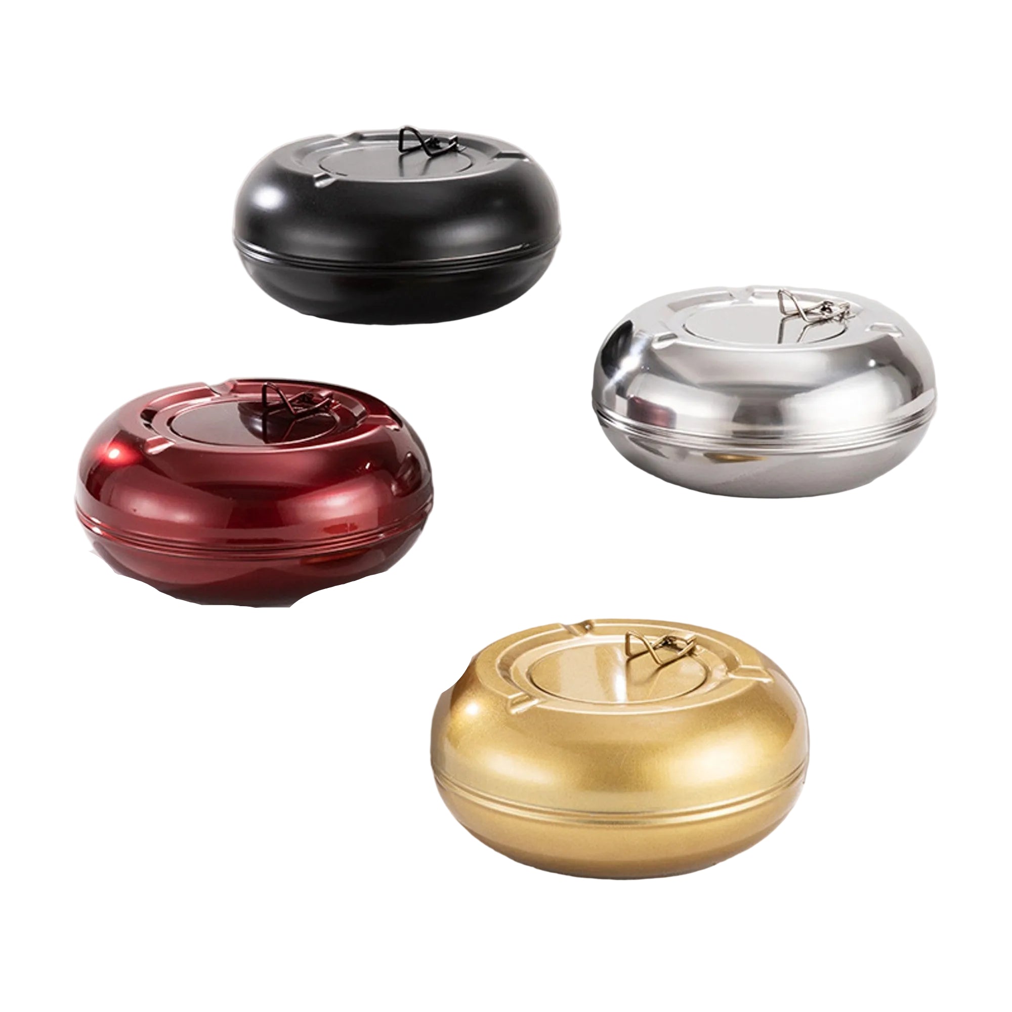 Stainless Steel Ashtray with Lid Windproof Smokeless Outdoor Design