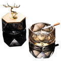 Cool Glass Ashtray with Lid Gold Elk