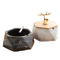 Elegant Ashtray with Lid Ceramic Marble Pattern